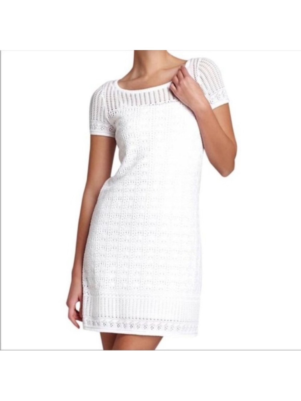 Lilly Pulitzer “Paula Sweater Dress” Short Sleeve Crochet White Resort Wear. NWT